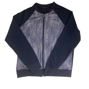 TUFF ATHLETICS WOMENS BLUE & WHITE PATTERNED ZIP UP JACKET/ Size Large